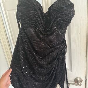 Amazon Black Ruched Bodycon Mini Dress